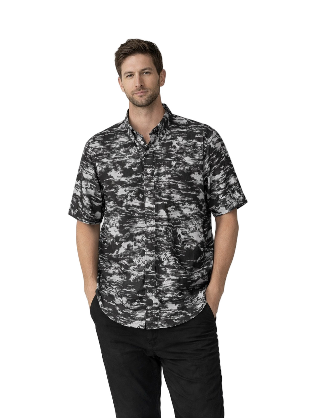 H&M grey and white hawaiian cotton Shirt